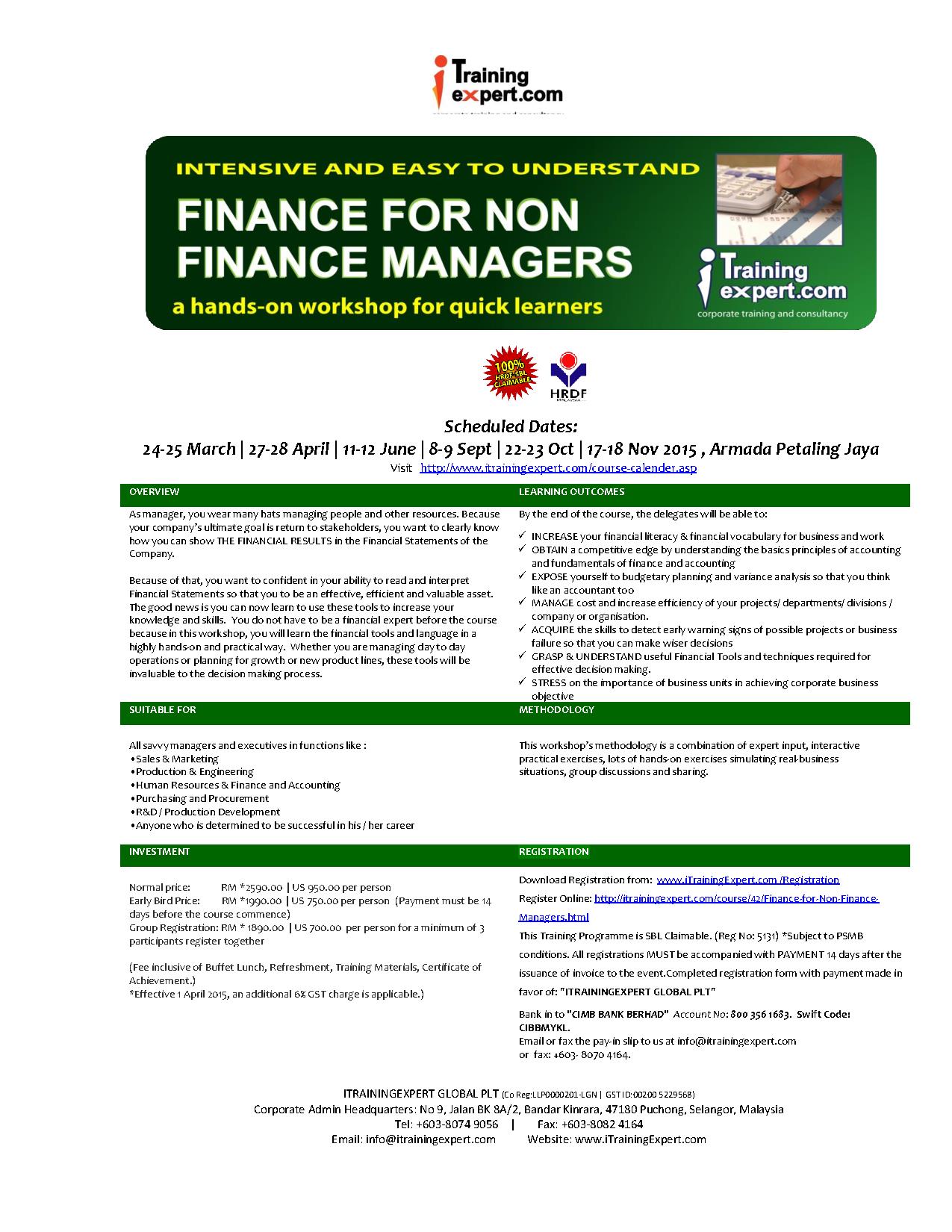 finance for non_finance managers public program course brochure by why do you want to be a manager