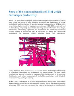 Some of the common benefits of BIM which encourages productivity ...