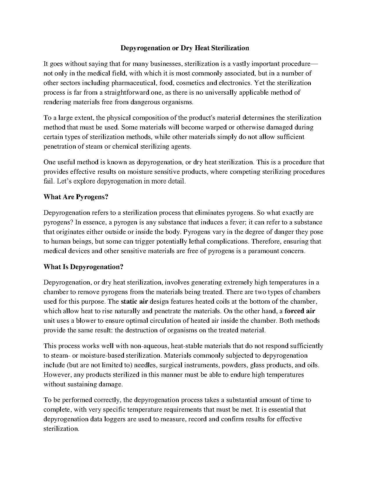 Depyrogenation or Dry Heat Sterilization PowerPoint Presentation PPT