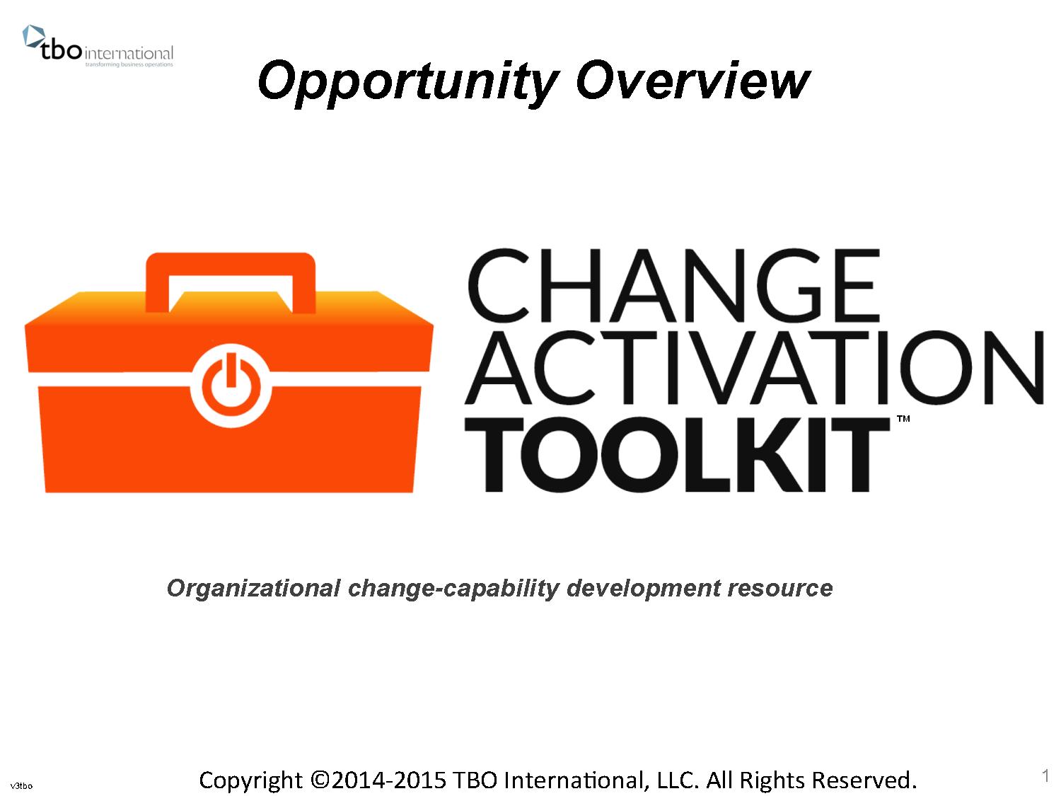 Change Activation Toolkit Opportunity Overview PowerPoint Presentation PPT