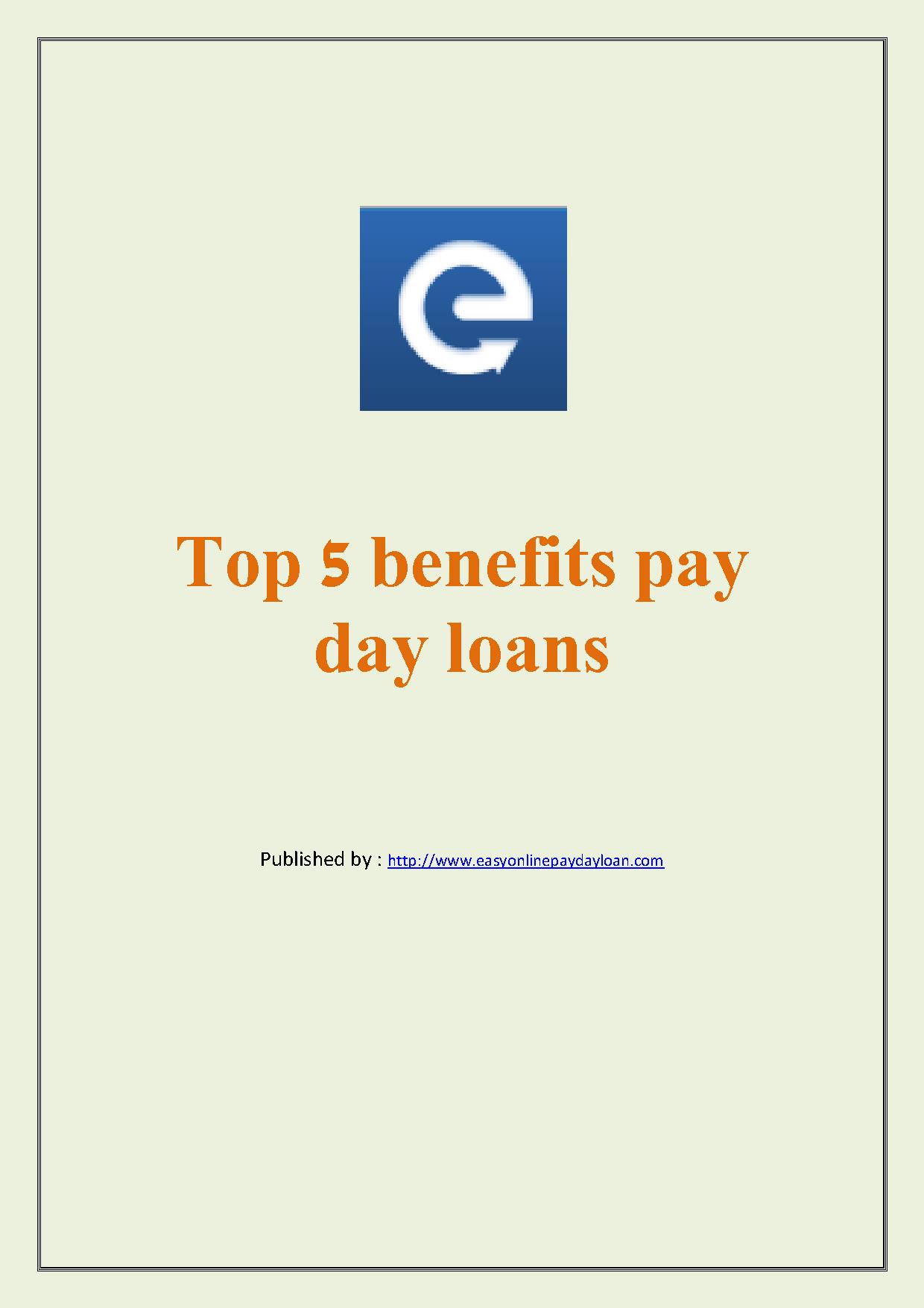 Top 5 benefits pay day loans.pdf