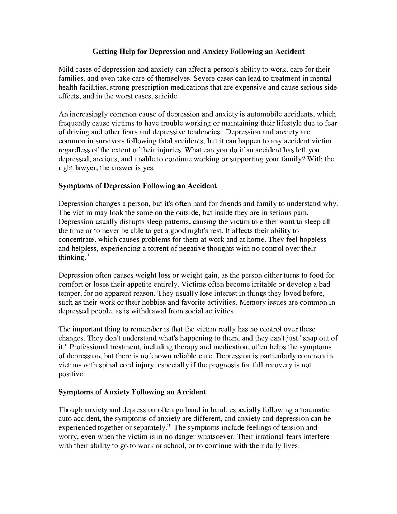 Getting Help for Depression and Anxiety Following an Accident ...