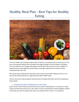 Healthy Meal Plan - Best Tips for Healthy Eating PowerPoint ...